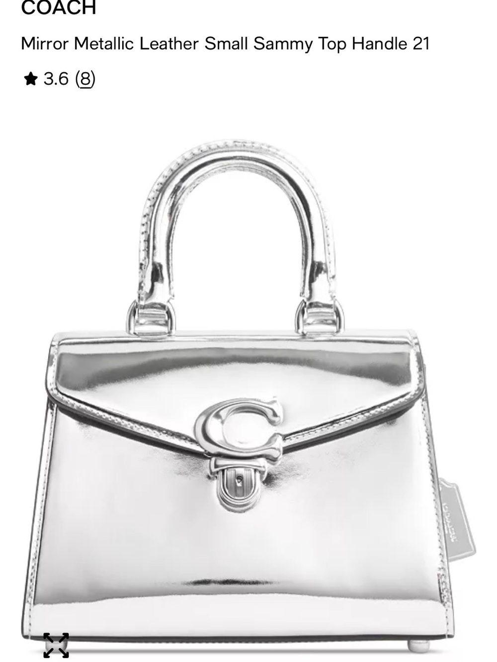 COACH Mirror Met SammyMetallic Leather Small Top Handle Bag - Silver